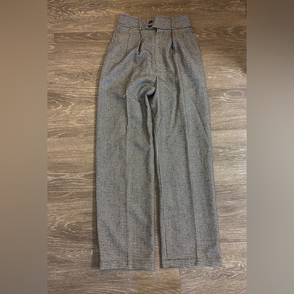 RARE Vintage 1980s 100% Wool Yves Saint Laurent Houndstooth Pleated Dress Pants